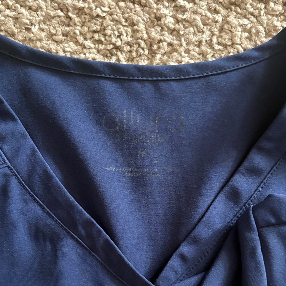 Navy Blue V-Neck Medical Scrub Tops - Set of 2 - Picture 6 of 6